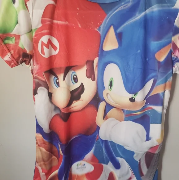 Kids Summer Mario and Sonic T-shirt - Picture 2 of 5